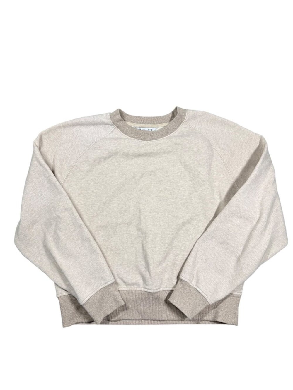 Athleta Forever Midweight Fleece Relaxed Crew Sweatshirt Cream Size Medium